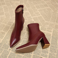 Women’s Pointed-Toe Chunky Heel Ankle Boots