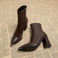 Women’s Pointed-Toe Chunky Heel Ankle Boots