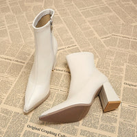 Women’s Pointed-Toe Chunky Heel Ankle Boots