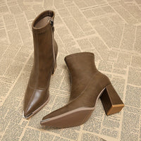 Women’s Pointed-Toe Chunky Heel Ankle Boots