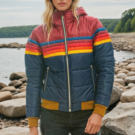 Women’s Retro Stripe Puffer Jacket