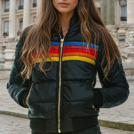 Women’s Retro Stripe Puffer Jacket
