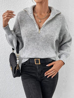 Women’s Ribbed Half Zip Jumper