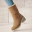 Women’s Shearling-Cuffed Block Heel Ankle Boots