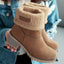 Women’s Shearling-Cuffed Block Heel Ankle Boots