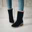 Women’s Shearling-Cuffed Block Heel Ankle Boots