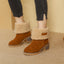 Women’s Shearling-Cuffed Block Heel Ankle Boots