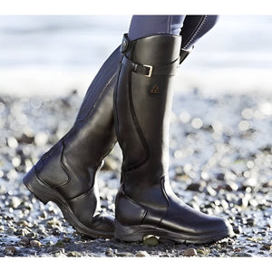 Women’s Knee-High Buckle Strap Country Boots - Black